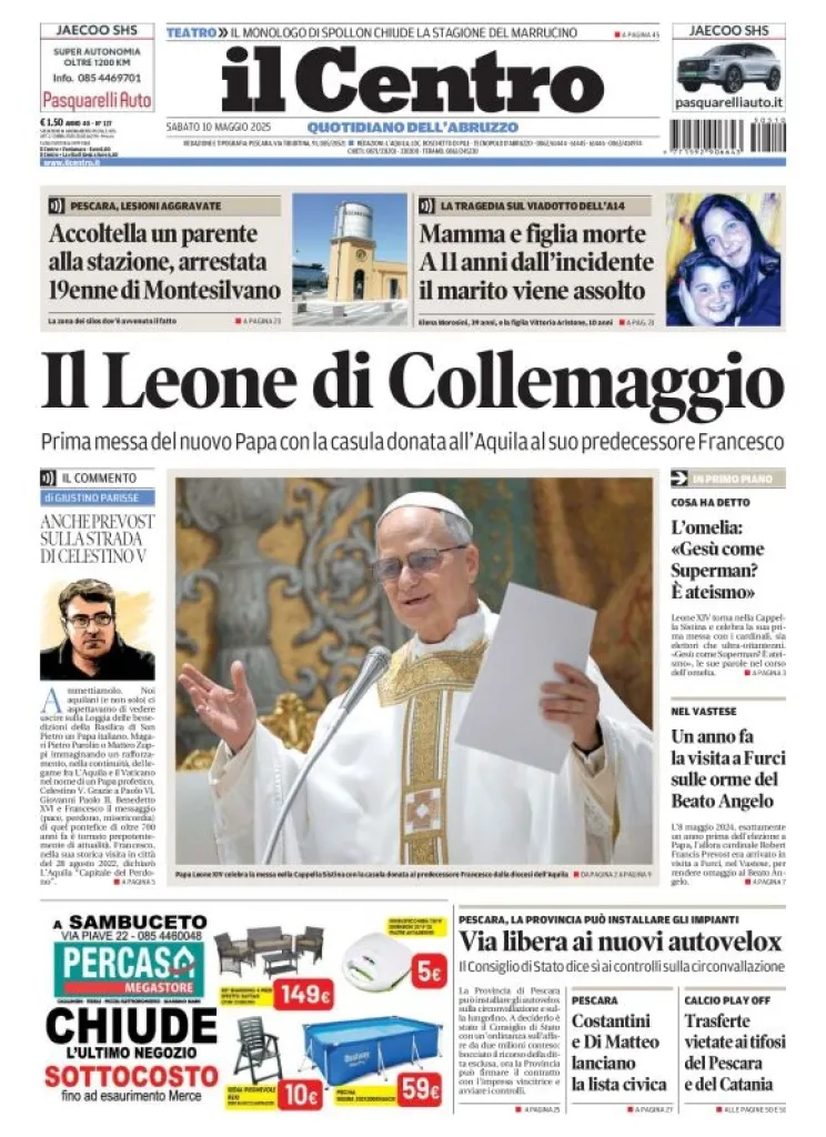Prima-pagina-il centro-oggi-edizione-del-2025-05-10